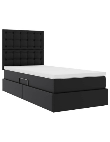Letto con Contenitore Nero 90 x 200 cm Pelle Sintetica
