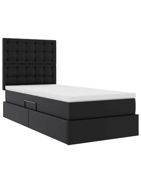 Letto con Contenitore Nero 90 x 200 cm Pelle Sintetica