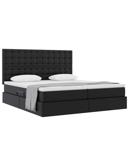 Letto con contenitore e materasso Nero 180 x 200 cm