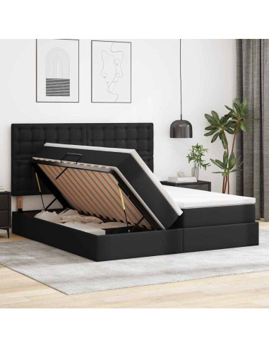 Letto con contenitore e materasso Nero 180 x 200 cm