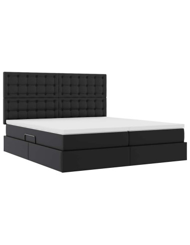 Letto con contenitore e materasso Nero 180 x 200 cm