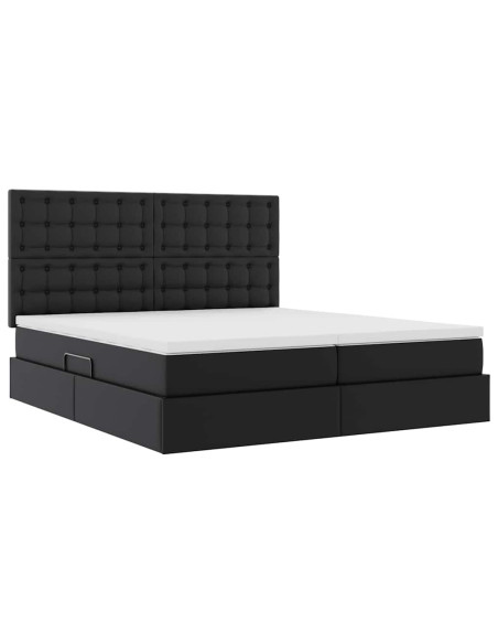 Letto con contenitore e materasso Nero 180 x 200 cm