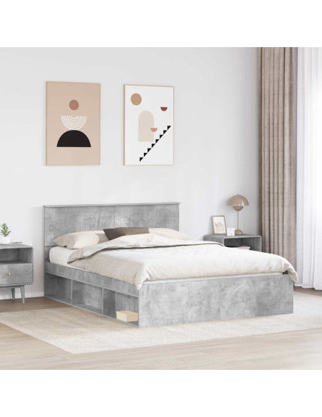 Struttura del letto Grigio Concretè 150 x 200 cm Pino massello