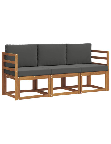 Set di divani da esterno con cuscino 3 pcs Naturale e Antracite