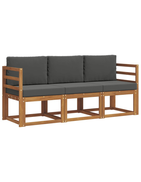 Set di divani da esterno con cuscino 3 pcs Naturale e Antracite