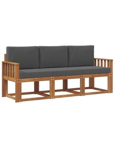 Set di divani da esterno con cuscino 3 pcs Naturale e Antracite