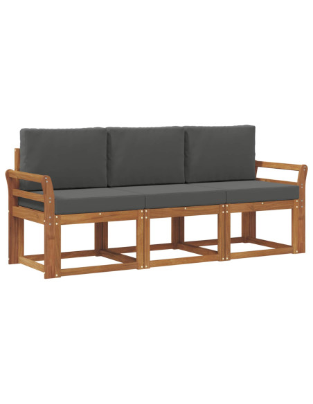 Set di divani da esterno con cuscino 3 pcs Naturale e Antracite