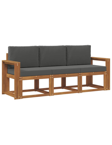 Set di divani da esterno con cuscino 3 pcs Naturale e Antracite