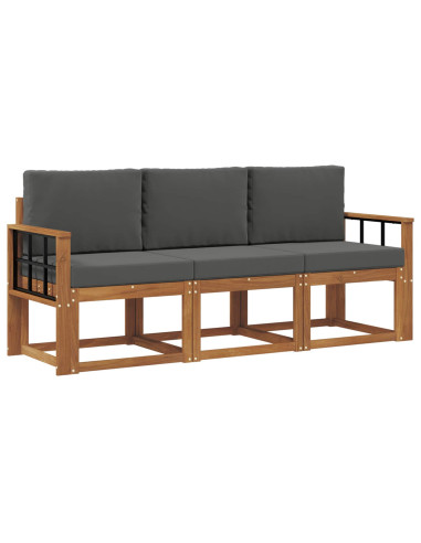 Set di divani da esterno con cuscino 3 pcs Naturale e Antracite
