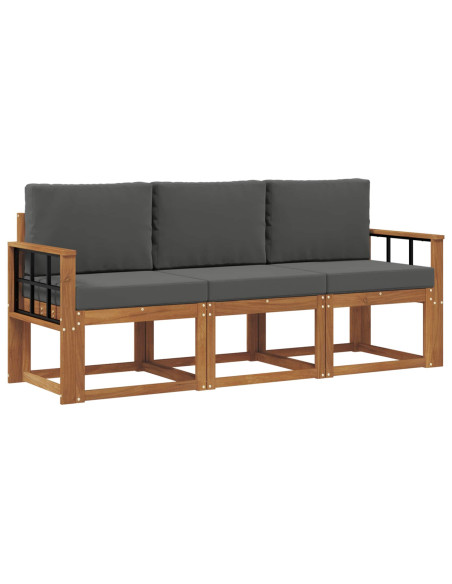 Set di divani da esterno con cuscino 3 pcs Naturale e Antracite