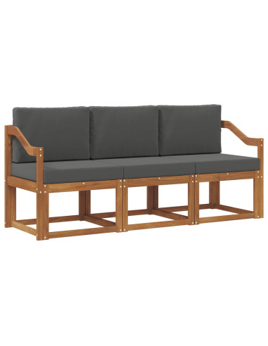 Set di divani da esterno con cuscino 3 pcs Naturale e Antracite