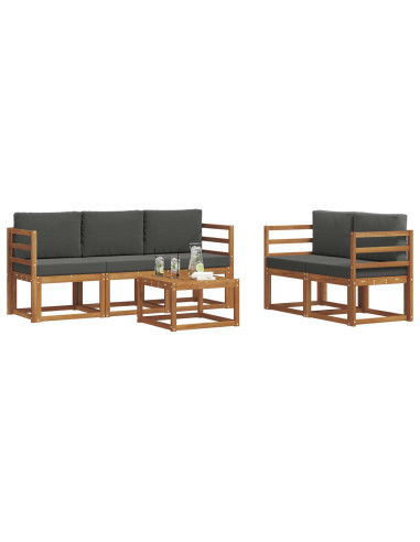 Set di divani da esterno con cuscino Naturale e Antracite
