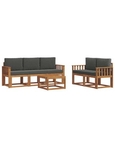 Set di divani da esterno con cuscino Naturale e Antracite