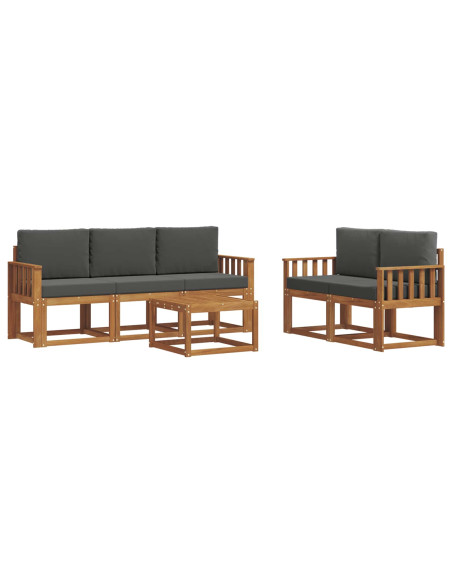 Set di divani da esterno con cuscino Naturale e Antracite