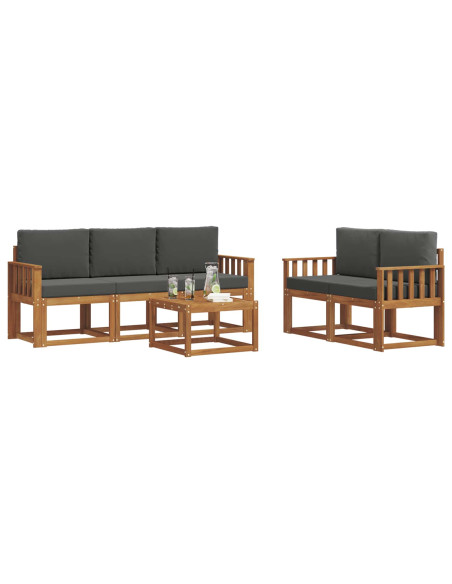 Set di divani da esterno con cuscino Naturale e Antracite