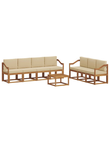 Set di divani da esterno con cuscino 8 pcs Naturale e Beige
