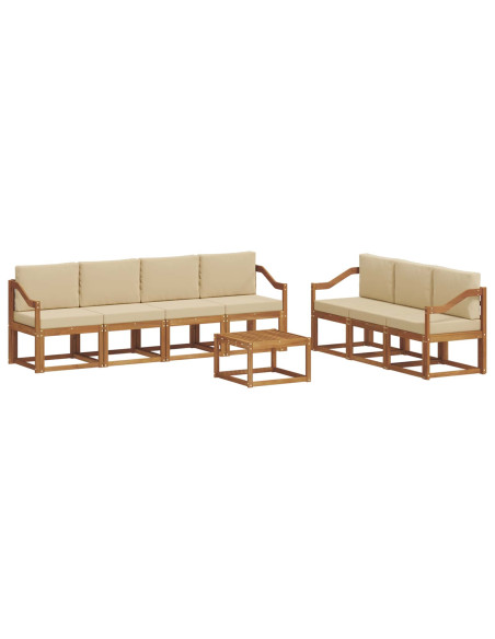 Set di divani da esterno con cuscino 8 pcs Naturale e Beige