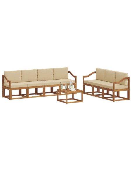 Set di divani da esterno con cuscino 8 pcs Naturale e Beige