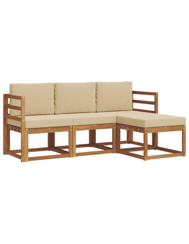 Set di divani da esterno con cuscino 4 pcs Naturale e Beige