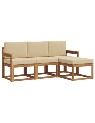 Set di divani da esterno con cuscino 4 pcs Naturale e Beige