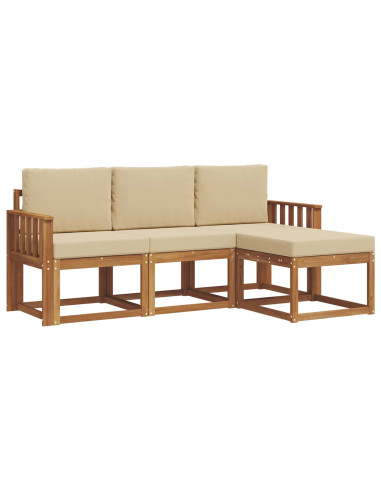 Set di divani da esterno con cuscino 4 pcs Naturale e Beige