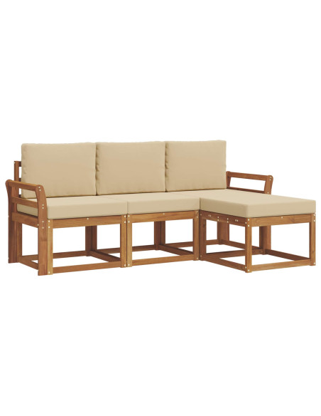 Set di divani da esterno con cuscino 4 pcs Naturale e Beige