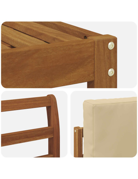 Set di divani da esterno con cuscino 4 pcs Naturale e Beige