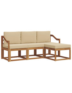 Set di divani da esterno con cuscino 4 pcs Naturale e Beige 2