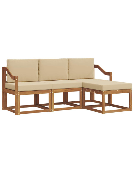 Set di divani da esterno con cuscino 4 pcs Naturale e Beige