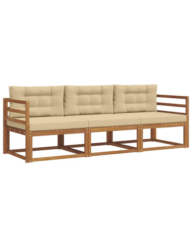 Set di divani da esterno con cuscino 3 pcs Naturale e Beige