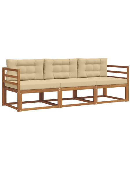 Set di divani da esterno con cuscino 3 pcs Naturale e Beige