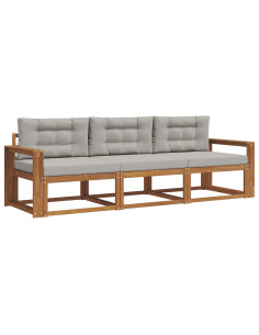 Set di divani da esterno 3 pcs Grigio Naturale e Chiaro 2
