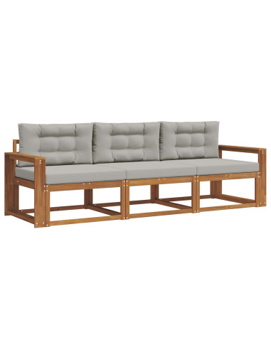 Set di divani da esterno 3 pcs Grigio Naturale e Chiaro