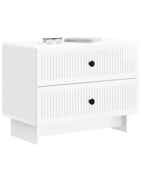 Armadio da Notte con cassetto Bianco Lucido 62 x 34,5 x 47,5 cm