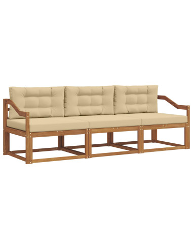 Set di divani da esterno con cuscino 3 pcs Naturale e Beige