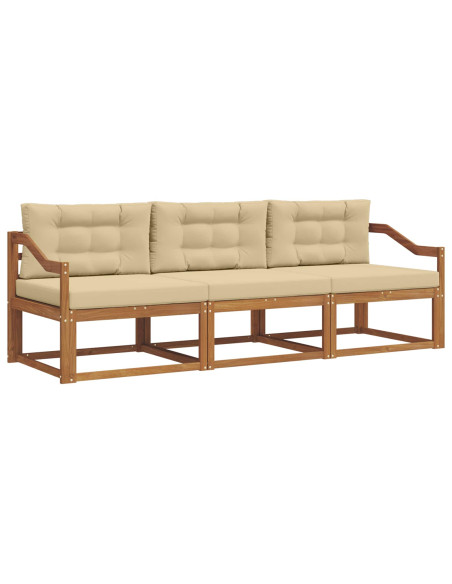 Set di divani da esterno con cuscino 3 pcs Naturale e Beige