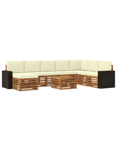 Set di divani da esterno con cuscino 9 pcs Naturale e Crema