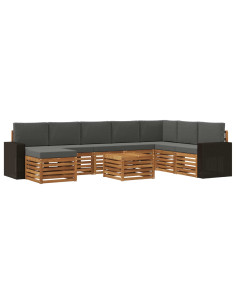 Set di divani da esterno con cuscino 9 pcs Naturale e Antracite 2