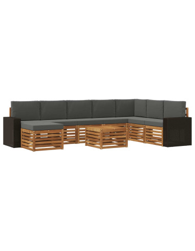 Set di divani da esterno con cuscino 9 pcs Naturale e Antracite