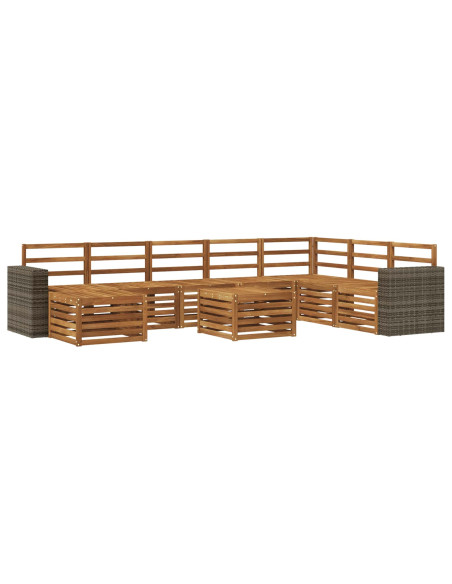 Set di divani da esterno 9 pcs Naturale