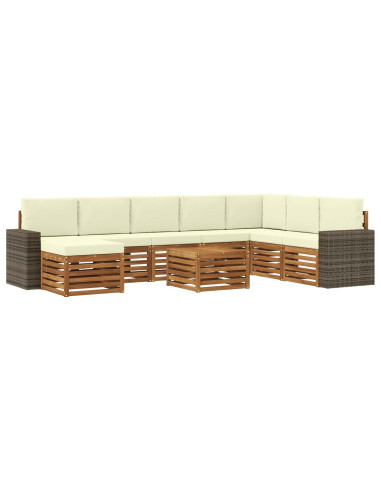 Set di divani da esterno con cuscino 9 pcs Naturale e Crema