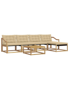 Set di divani da esterno 6 pcs Bianco e Beige 79 x 79 x 37 cm 2