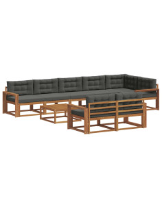 Set di divani da esterno con cuscino 9 pcs Naturale e Antracite 2