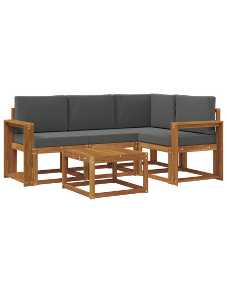 Set di divani da esterno con cuscino 5 pcs Naturale e Antracite