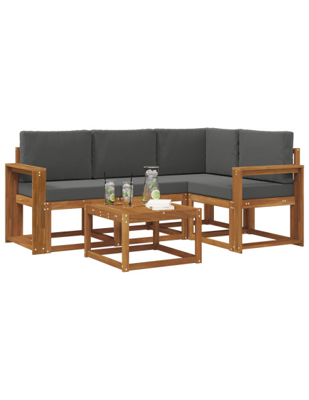 Set di divani da esterno con cuscino 5 pcs Naturale e Antracite