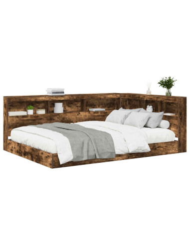 Letto Libreria Rovere fumo 160 x 200 cm Legno multistrato
