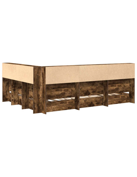 Letto Libreria Rovere fumo 160 x 200 cm Legno multistrato