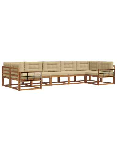 Set di divani da esterno con cuscino 7 pcs Naturale e Beige