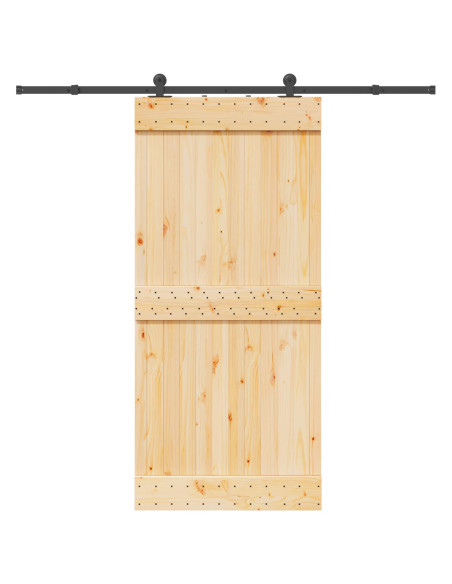 Porta scorrevole NARVIK Naturale e Nero 95 x 210 cm (213,5 cm)