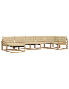 Set di divani da esterno con cuscino 7 pcs Bianco e Beige 2